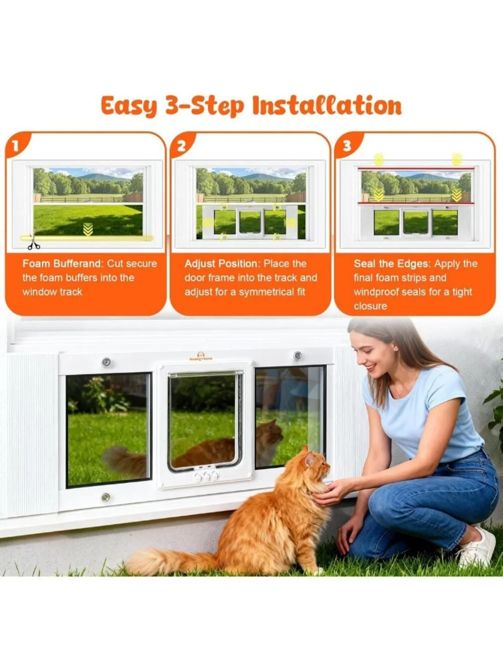 Adjustable Cat & Dog Window Door Insert, Fits 27